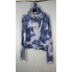 hollister tie dye Pullover Cropped Hoodie Blue Purple L Super soft Sweater NEW
